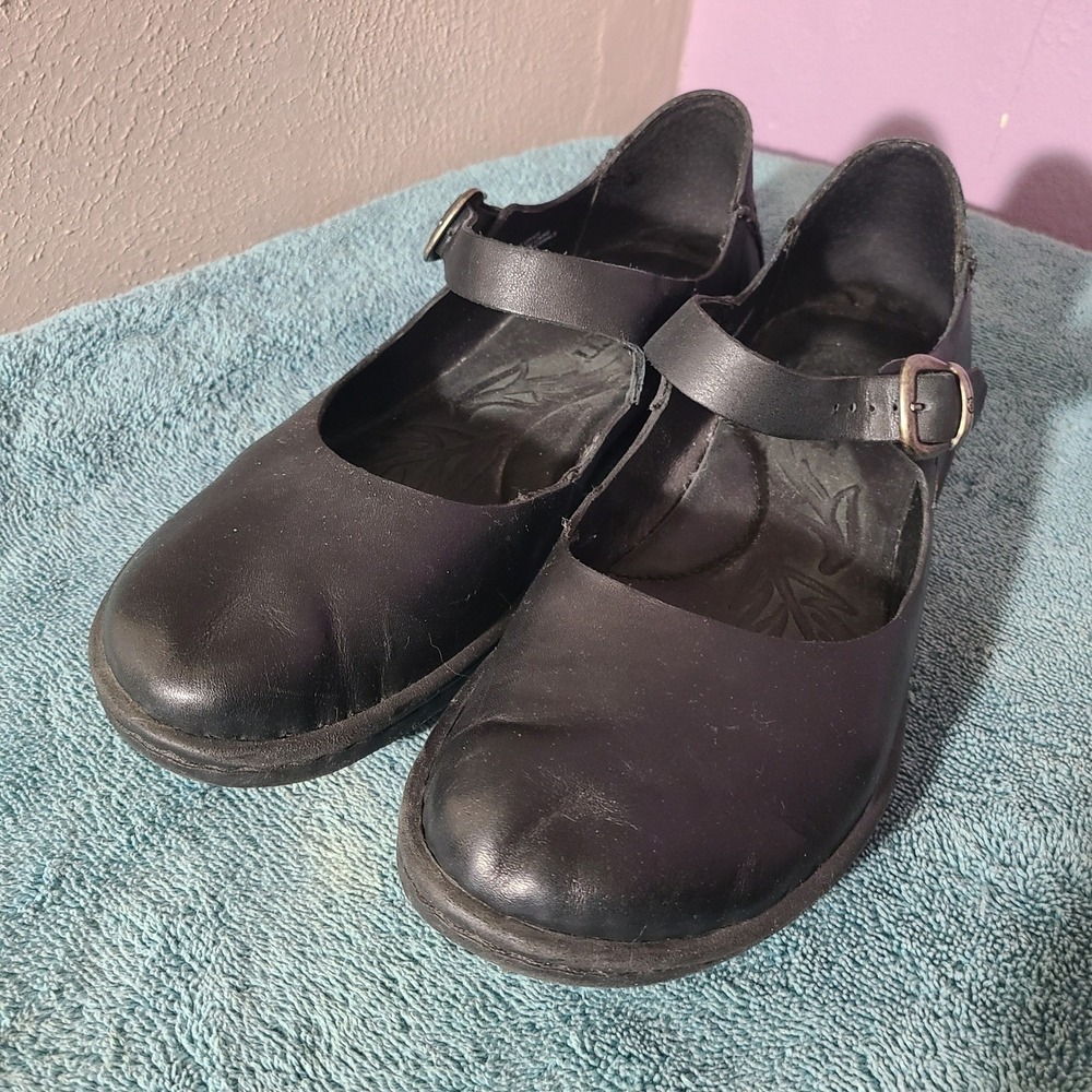 Born Mary‎ Jane Flats Black Leather Buckle Comfort Shoes Women 9.5M - Picture 3 of 10